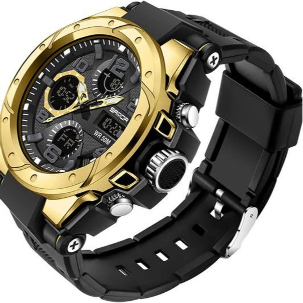 Military Tactical Sports Watch Outdoor Waterproof Stopwatch Gold Luminous